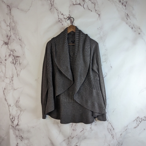 Soma Cardigan Size Small Brown Sweater Boho Open Front Waterfall Women Cotton - Picture 1 of 11